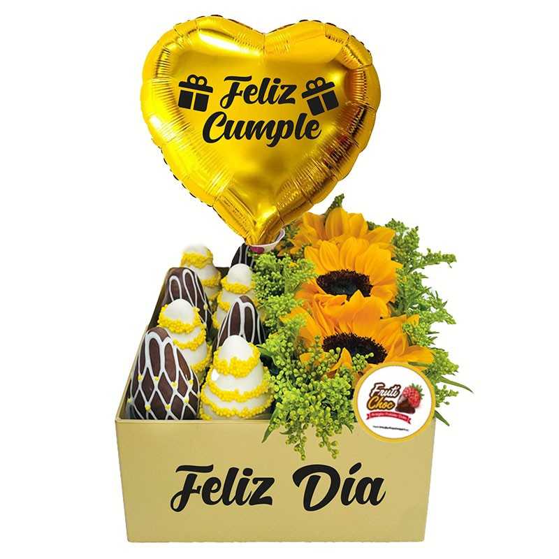 Arreglos Frutales Quito - Cajita girasol Cumple